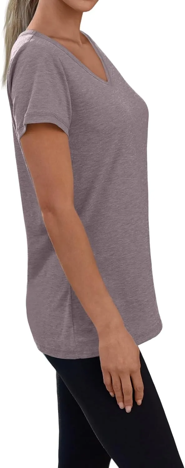 3 Pack V Neck T Shirts for Women Short Sleeve Tshirts Summer Casual Tops Loose Fit Basic Tees