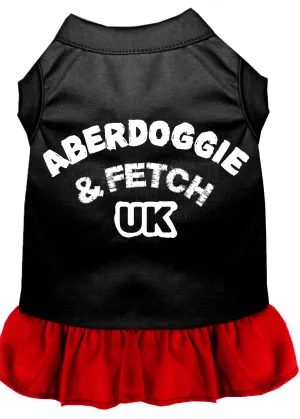Aberdoggie Uk Screen Print Dog Dress Black With Red Med