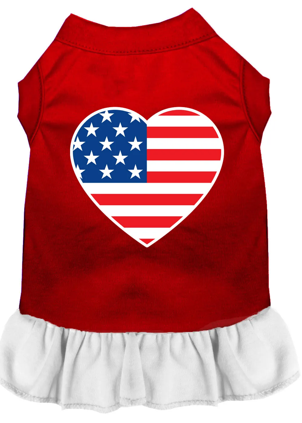 American Flag Heart Screen Print Dress Red With White Lg