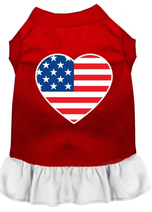 American Flag Heart Screen Print Dress Red With White Lg