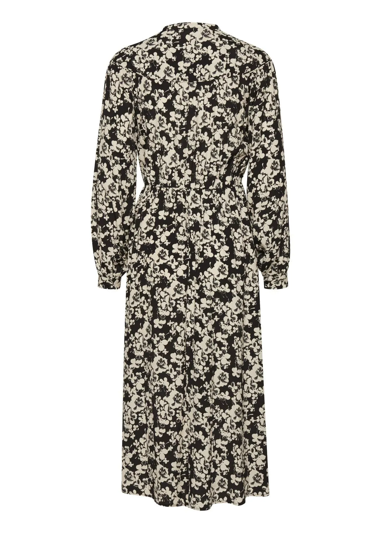 Anke Floral Tie Neck Midi Dress - Black