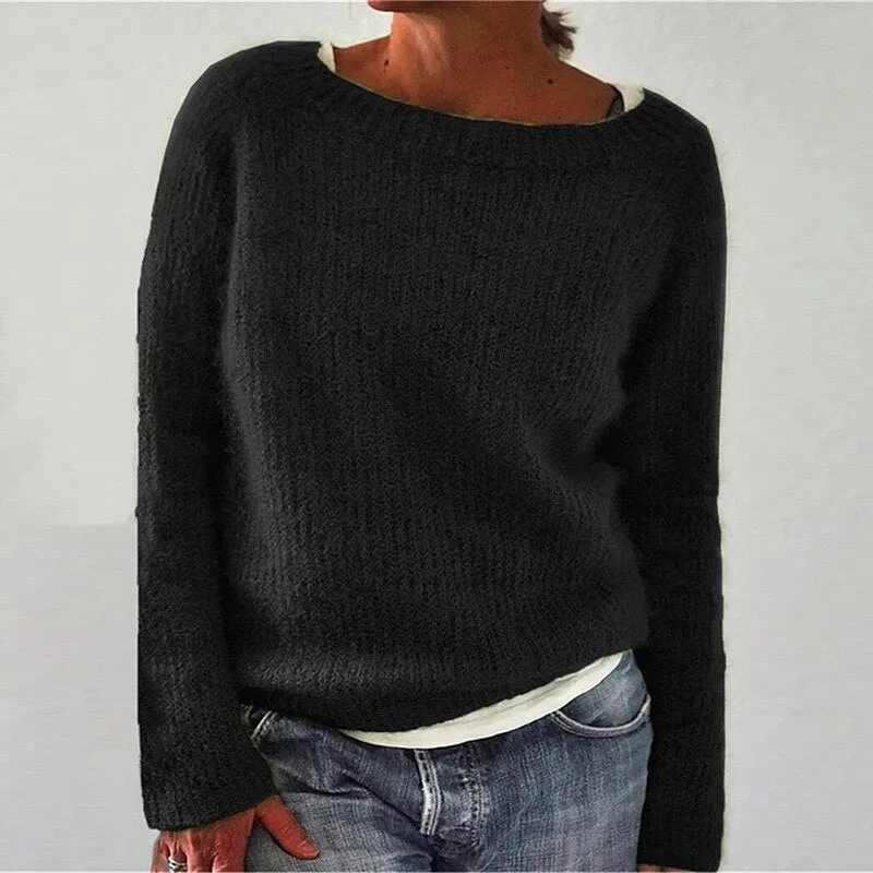 Autumn Winter Knit Sweaters Warm Casual Loose Fitting Ladies Long Sleeve Sweaters Women's Knitwear Fashion Tops