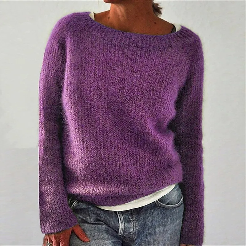 Autumn Winter Knit Sweaters Warm Casual Loose Fitting Ladies Long Sleeve Sweaters Women's Knitwear Fashion Tops