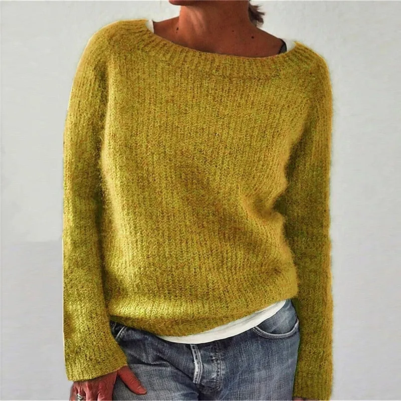 Autumn Winter Knit Sweaters Warm Casual Loose Fitting Ladies Long Sleeve Sweaters Women's Knitwear Fashion Tops