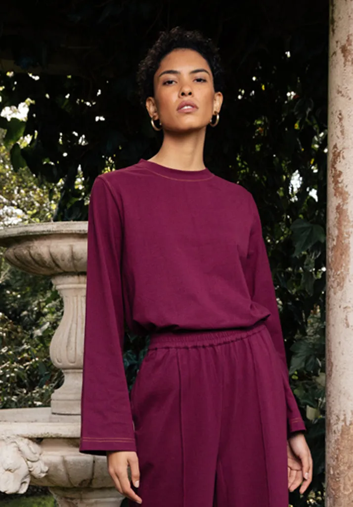 Bell Full Sleeves Top In Burgundy