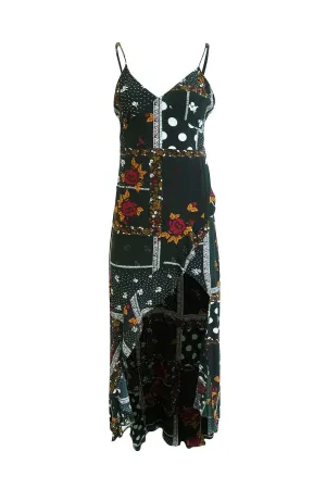 Black Floral High Slit Dress