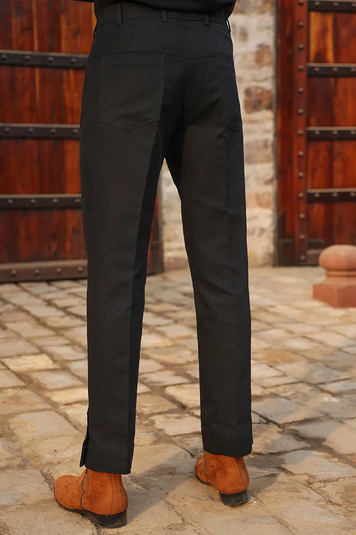 Black Signature Buttoned Bottom Cotton Jeans