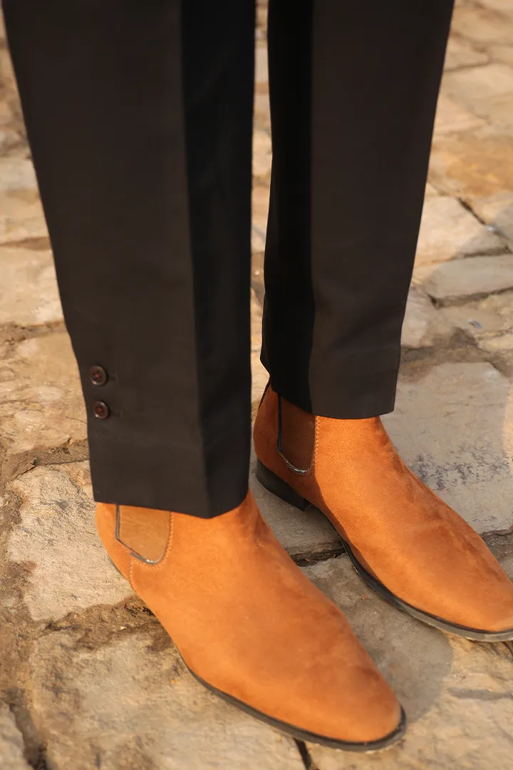 Black Signature Buttoned Bottom Cotton Jeans