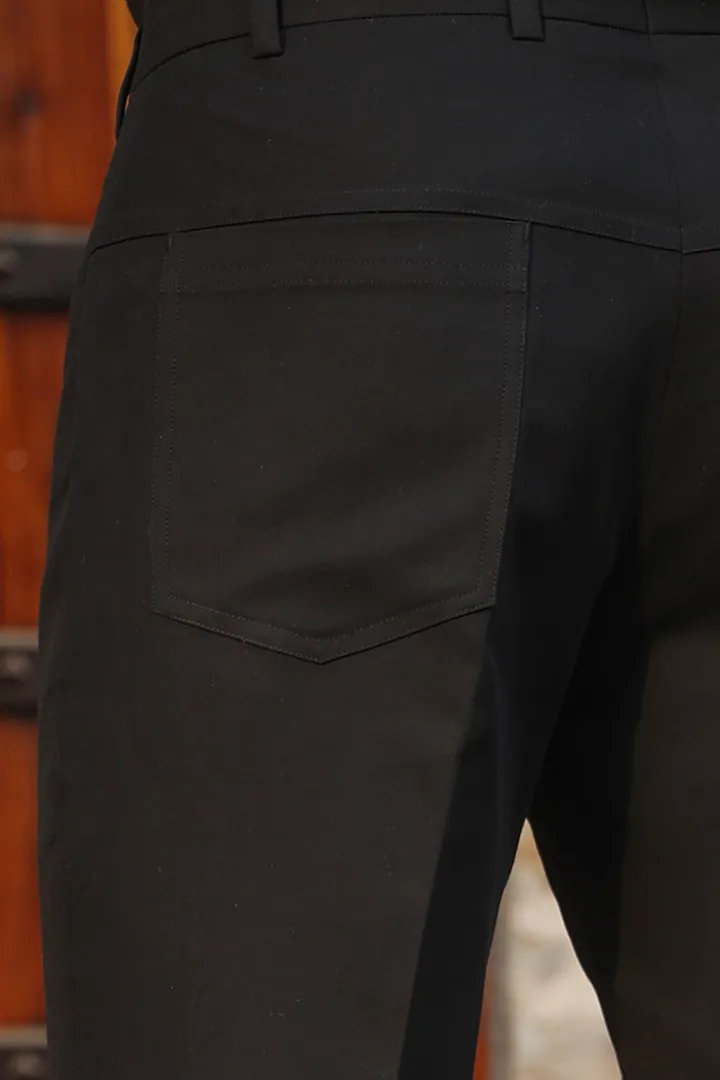 Black Signature Buttoned Bottom Cotton Jeans