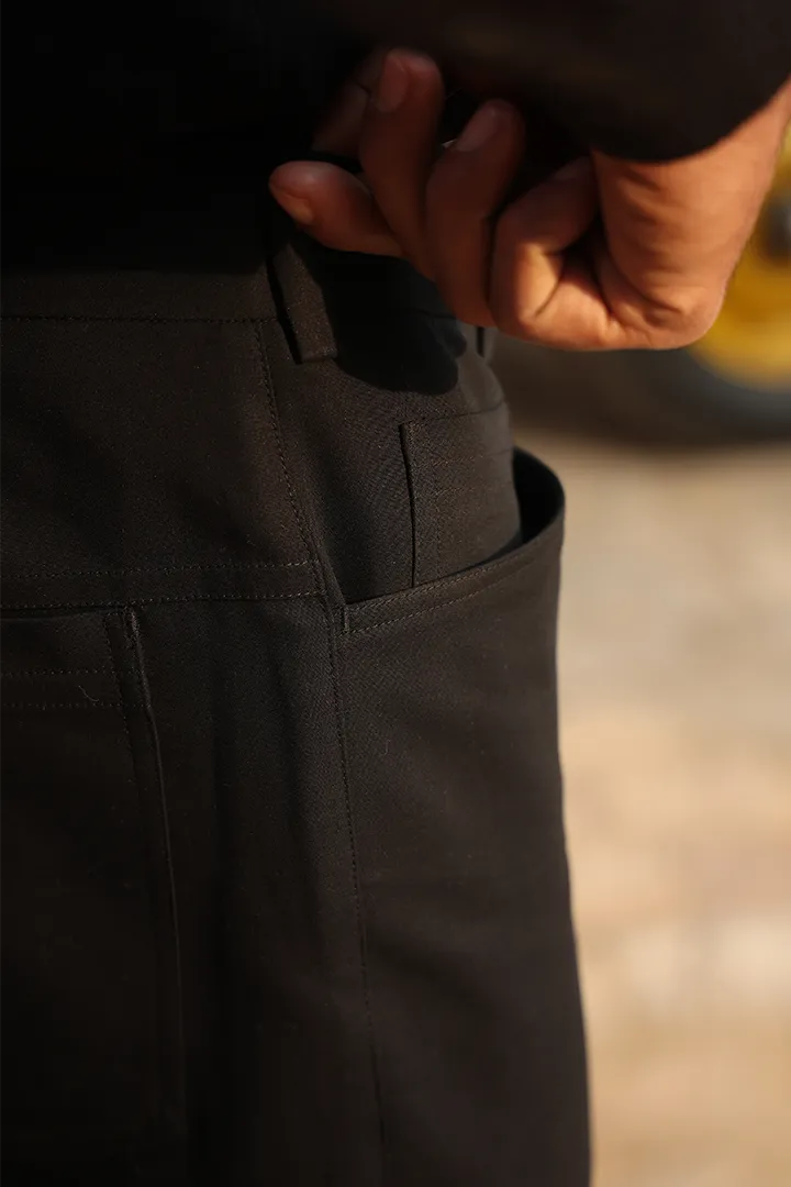Black Signature Buttoned Bottom Cotton Jeans