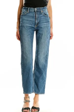 Blue Classic Straight-Leg Denim Jeans