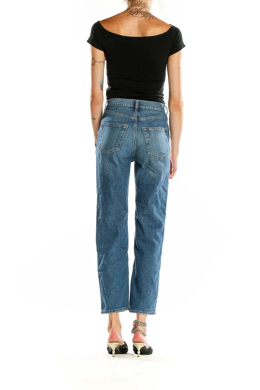 Blue Classic Straight-Leg Denim Jeans