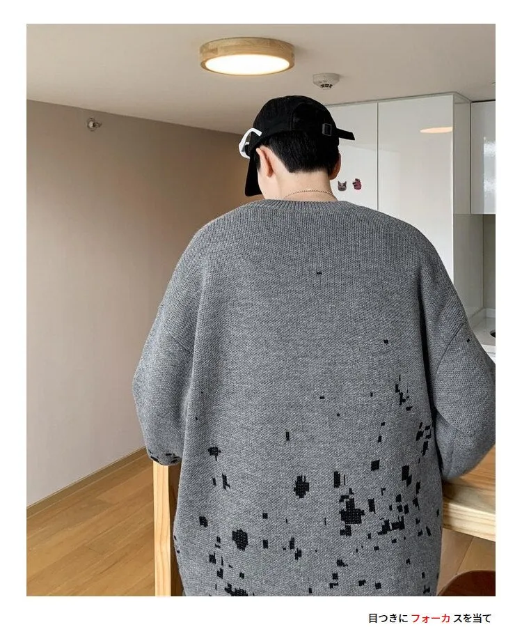 Bonsir Winter Warm Men's O-neck Sweaters Letter Printed Tie-dye Casual Fashion Knitting Pullovers Plus Size Male Sweaters 3XL-M