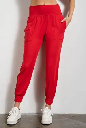 Butter Soft Joggers with Pockets - Red