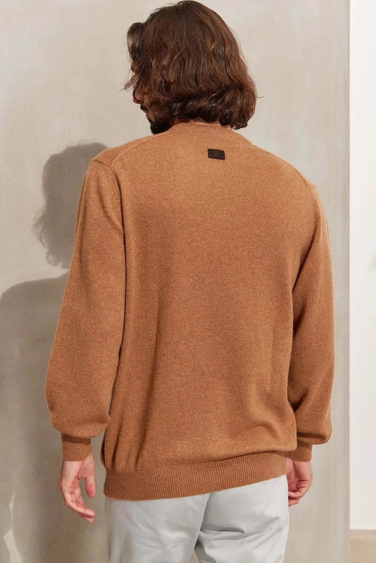 Camel Pure Cashmere Vincent Round Neck Men's Sweater