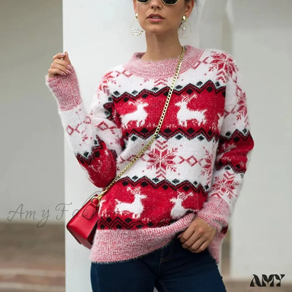 Casual Christmas Sweater for Couples - Loose Knitwear Warm Thicken Matching