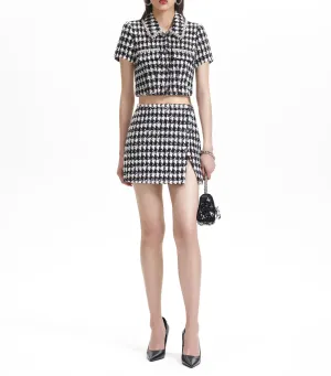 Check Boucle Crop Top Black