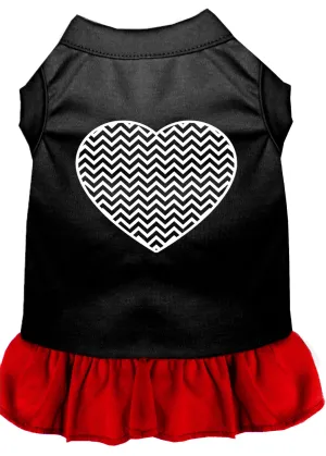 Chevron Heart Screen Print Dress Black With Red Xl