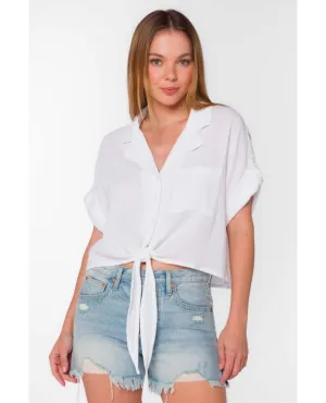 Cici Short Cuffed Tab Top White