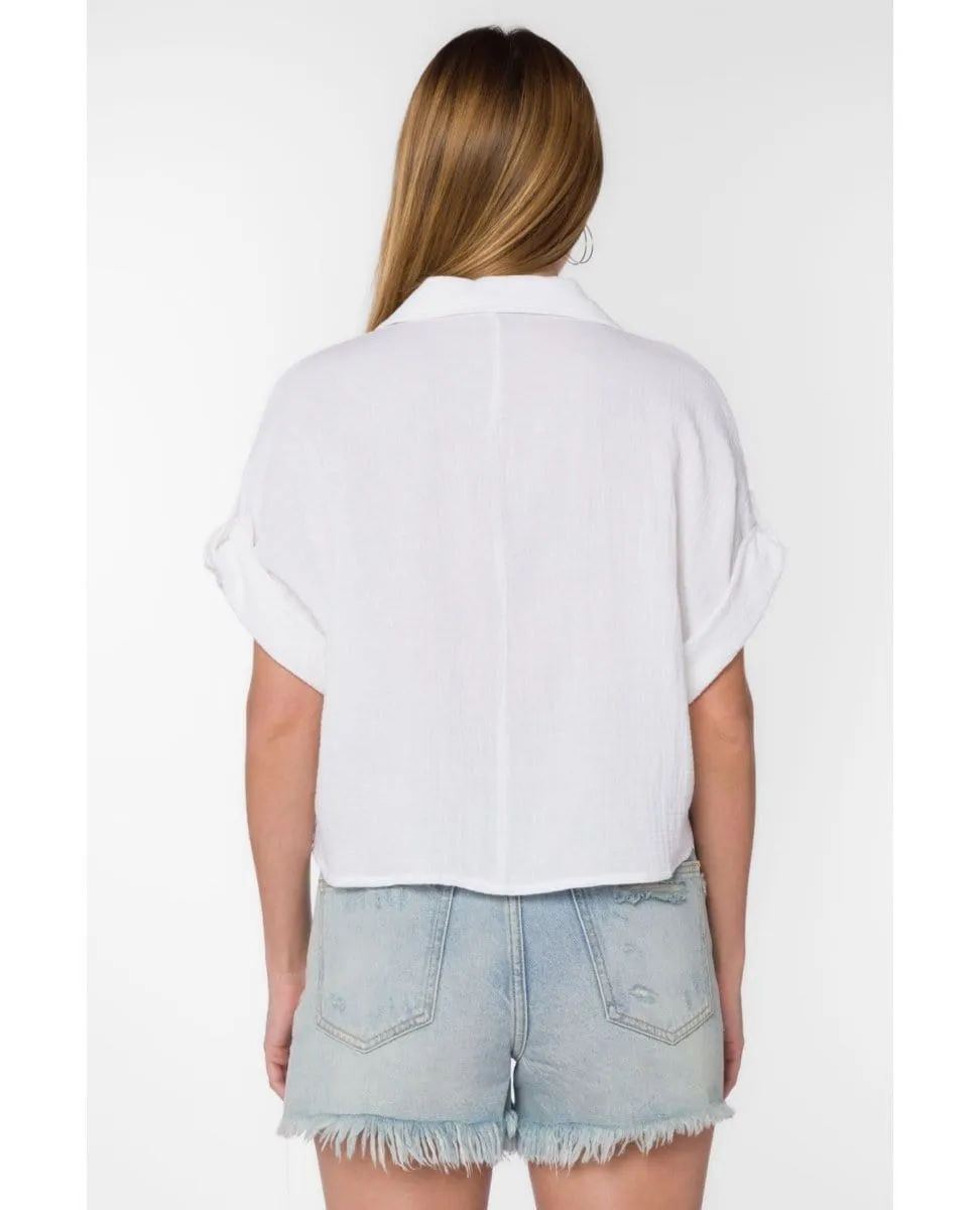 Cici Short Cuffed Tab Top White