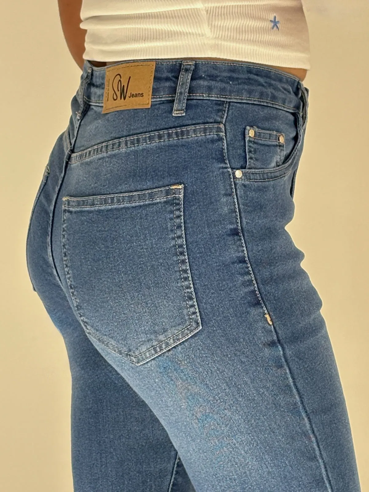 Classic Stone Blue Washed Bootcut Jeans