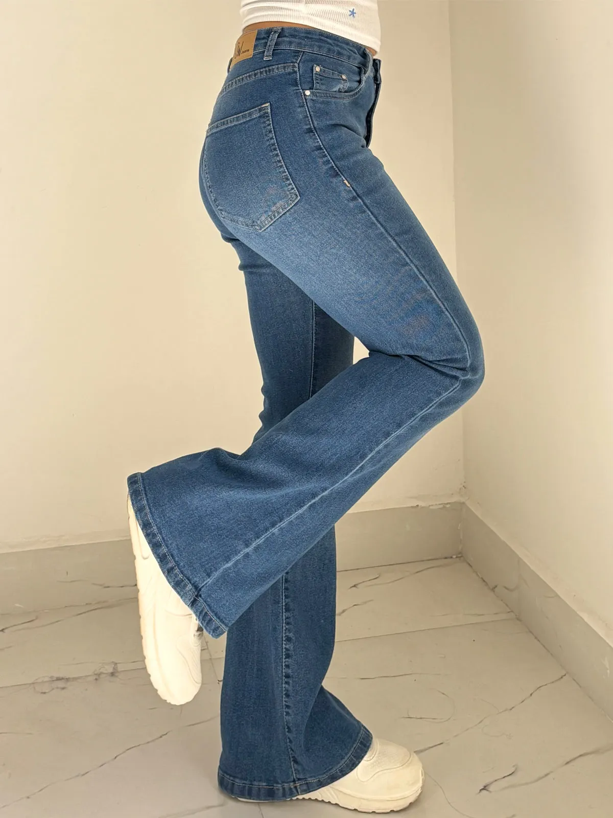 Classic Stone Blue Washed Bootcut Jeans