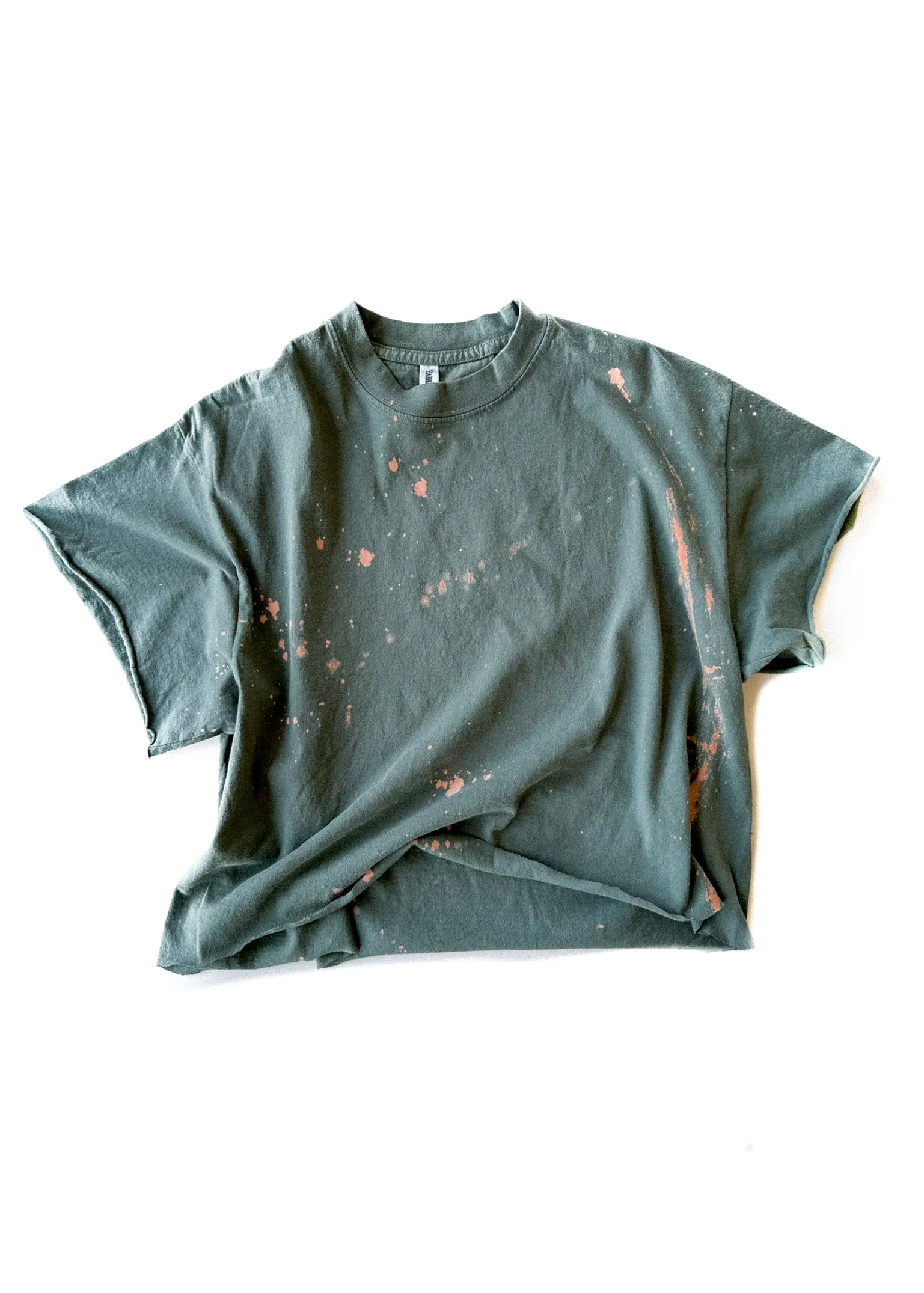 CROPPED PEBBY BASICS BLEACHED OUT TEAL TEE