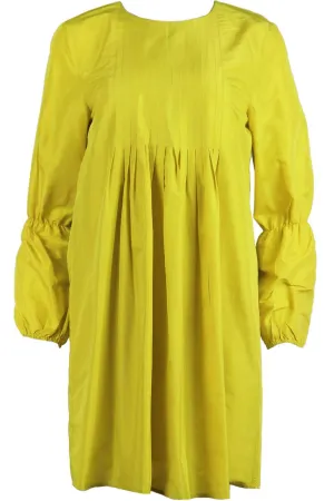 CYNTHIA ROWLEY PLEATED SILK MINI DRESS US 6 UK 10