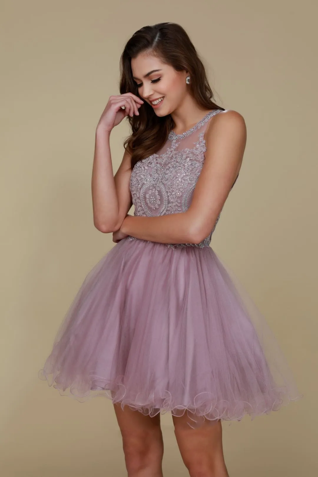 Dama Dresses for Quinceanera in Light-Mauve Style B652 Quince Outfit