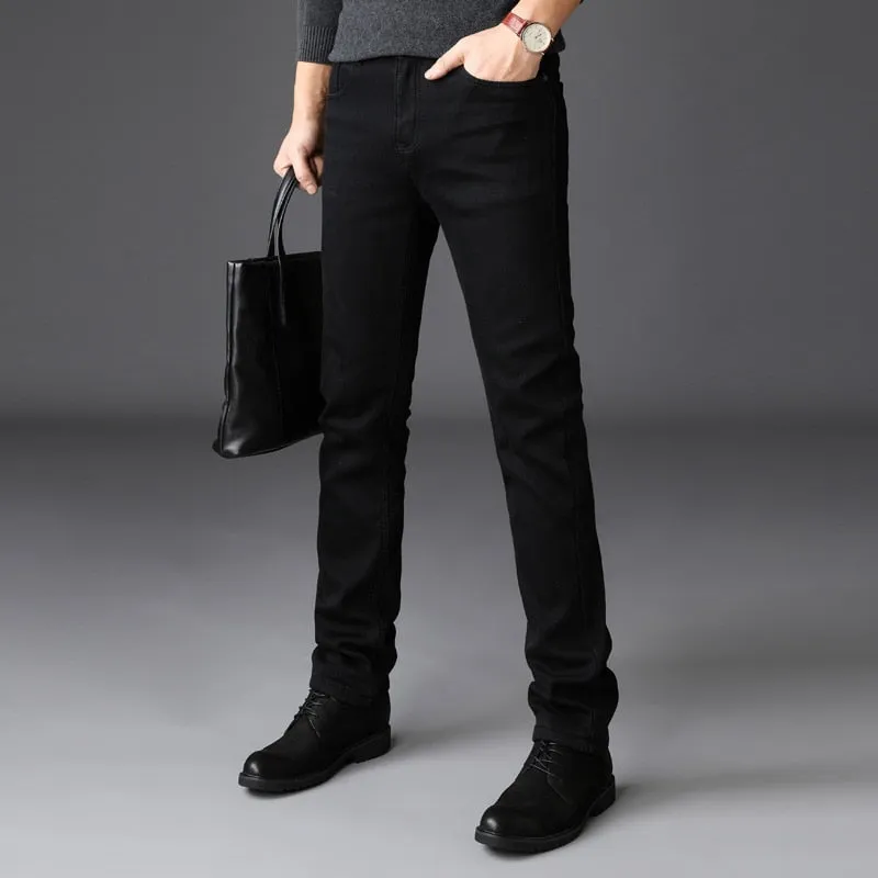Denim Jeans Men Straight Stretch Regular Jeans Classic Vintage