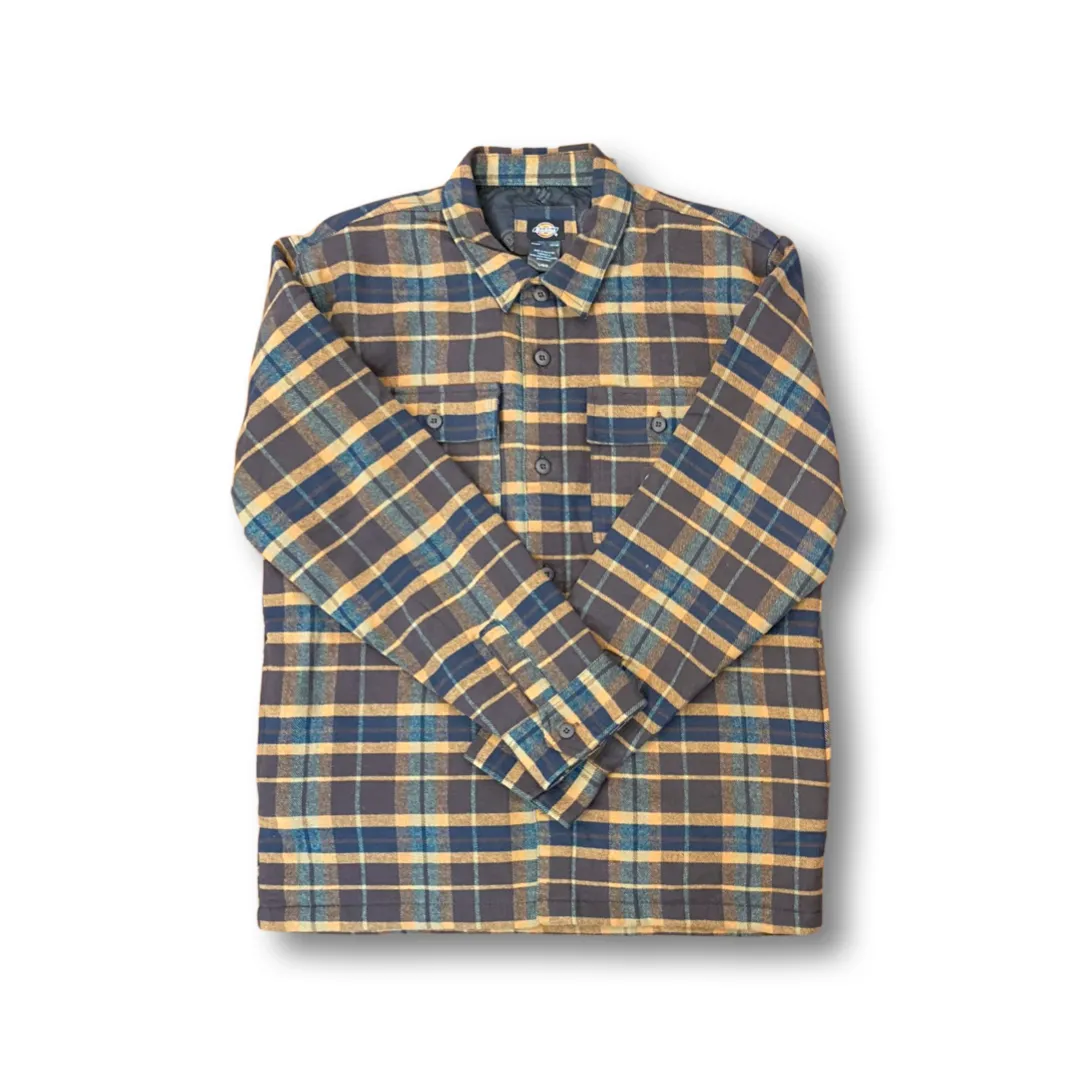 Dickies Pattern Quilted Lined Flannel Shirt Jacket - Brown Ginger Ivy Plaid