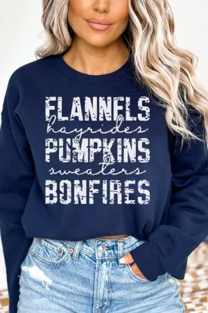 Distressed Flannels Hayrides Graphic  Fall Sweatshirt
