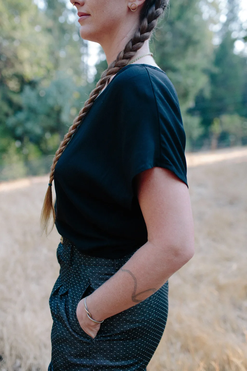 Dolman Top in Black Challis