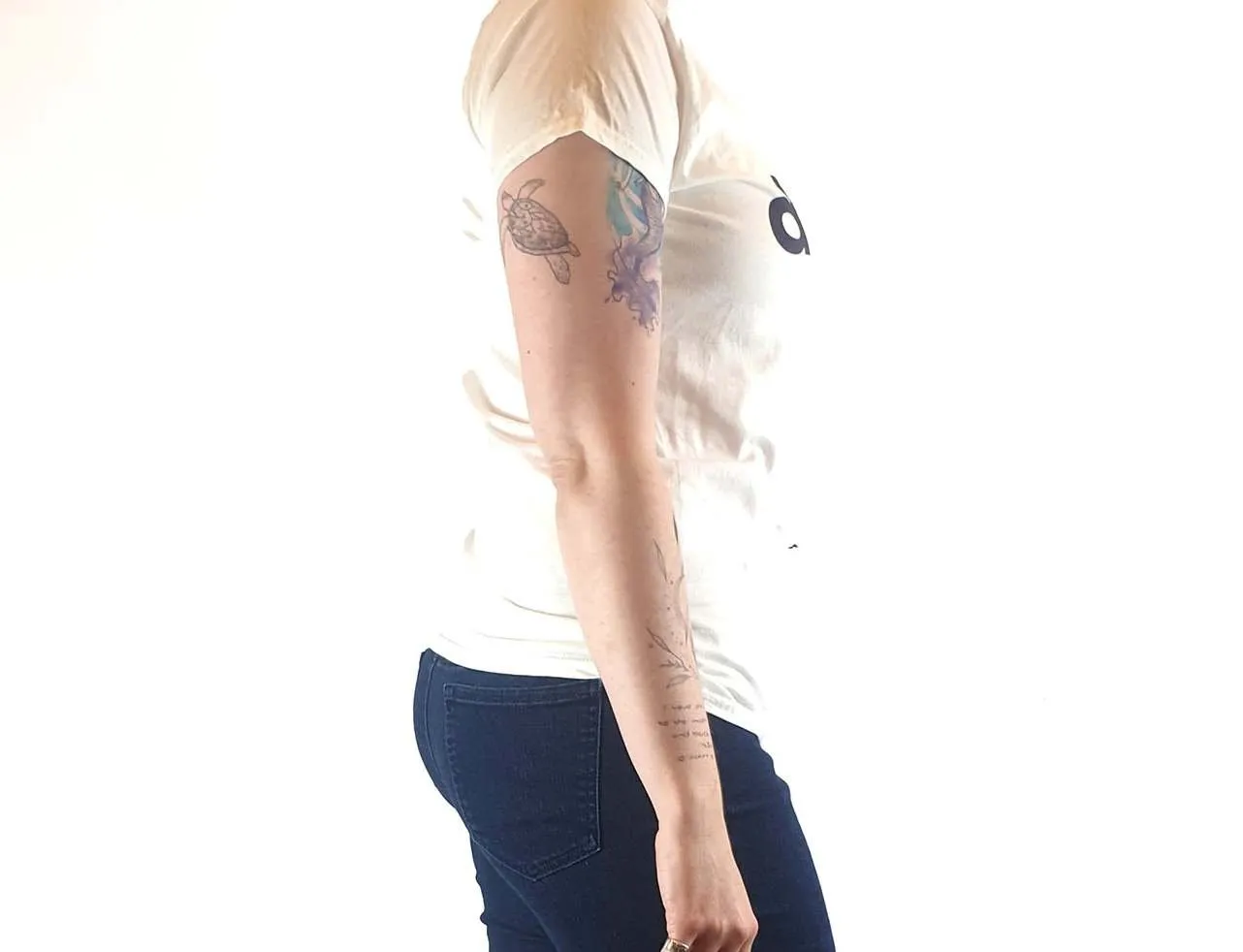 Doops white tee shirt with fun logo size XL (tiny fit, best fits size 12)