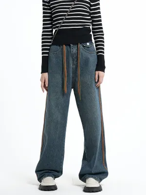 Drawstring Straight Leg Jeans