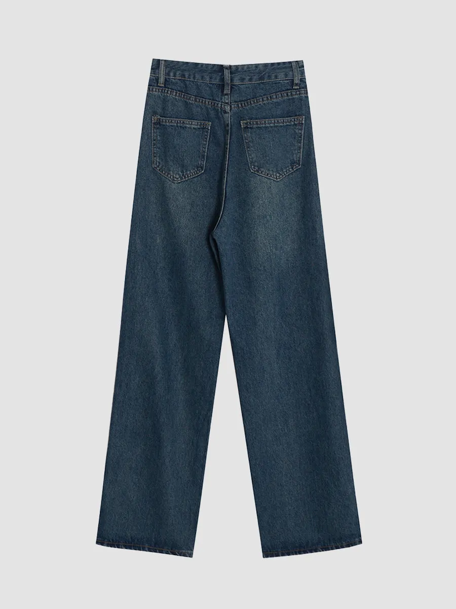 Drawstring Straight Leg Jeans