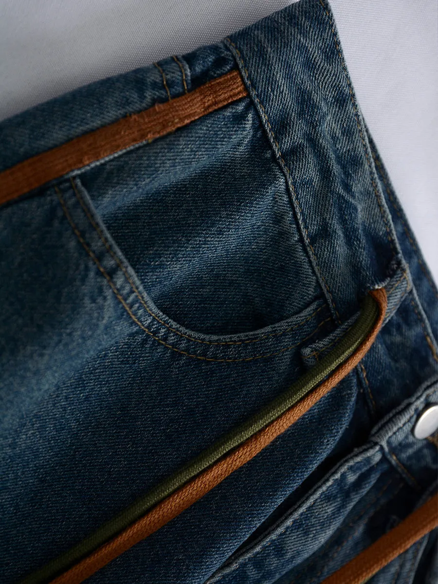 Drawstring Straight Leg Jeans