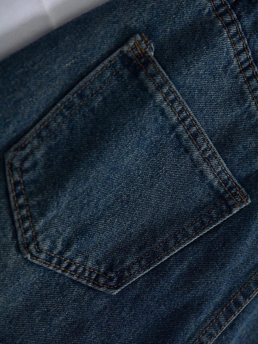 Drawstring Straight Leg Jeans