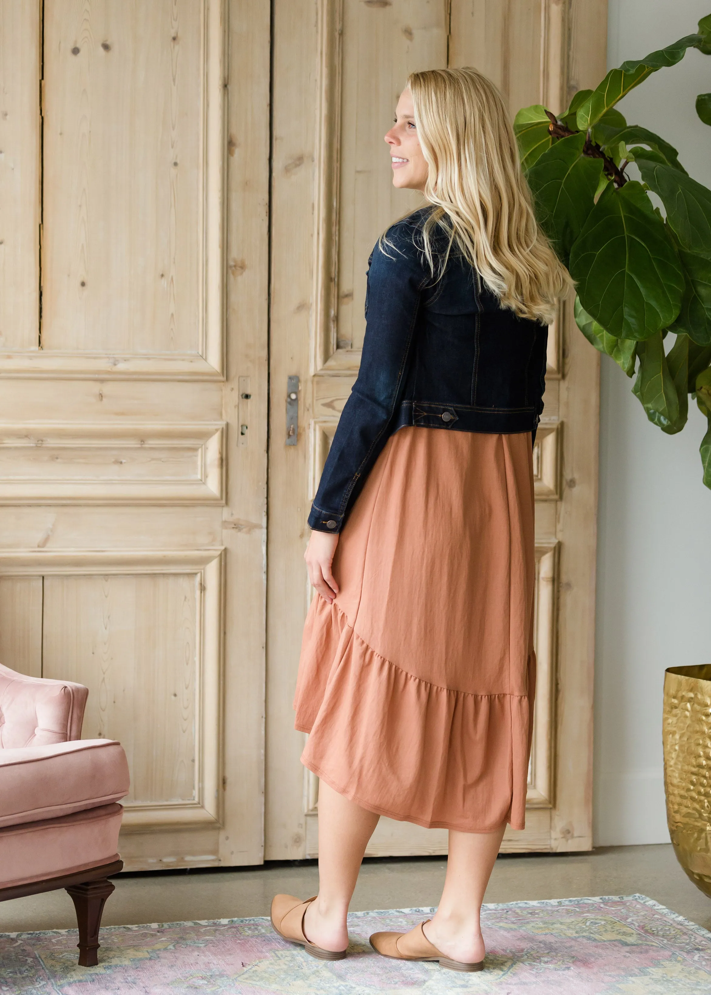 Dusty Rust Flare Midi Dress - FINAL SALE