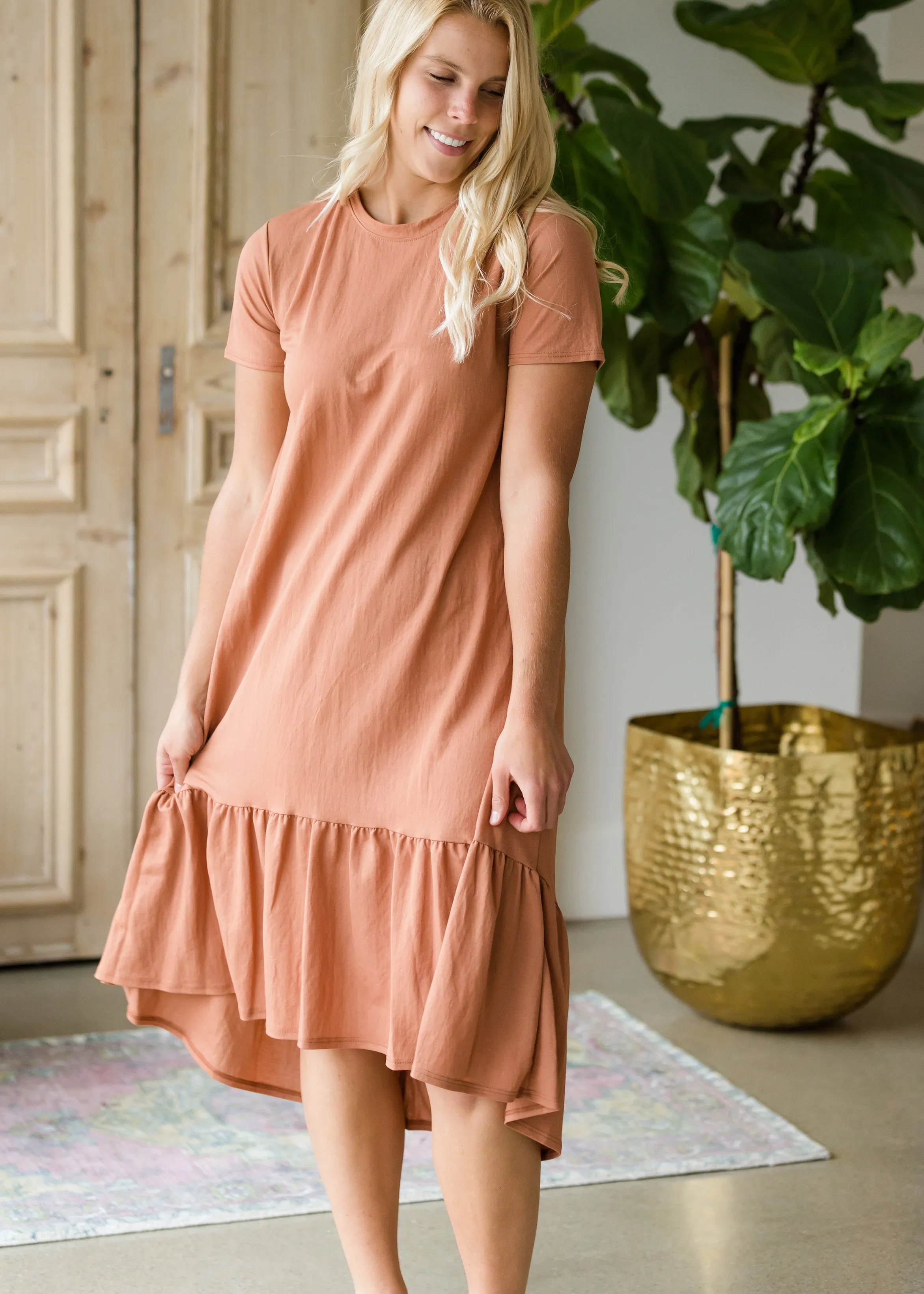 Dusty Rust Flare Midi Dress - FINAL SALE