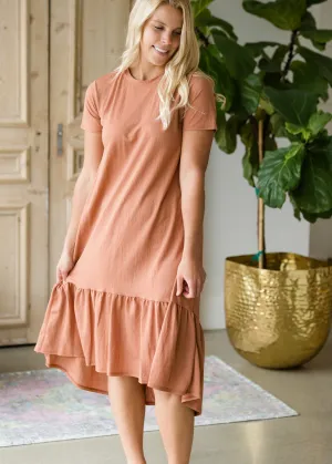 Dusty Rust Flare Midi Dress - FINAL SALE