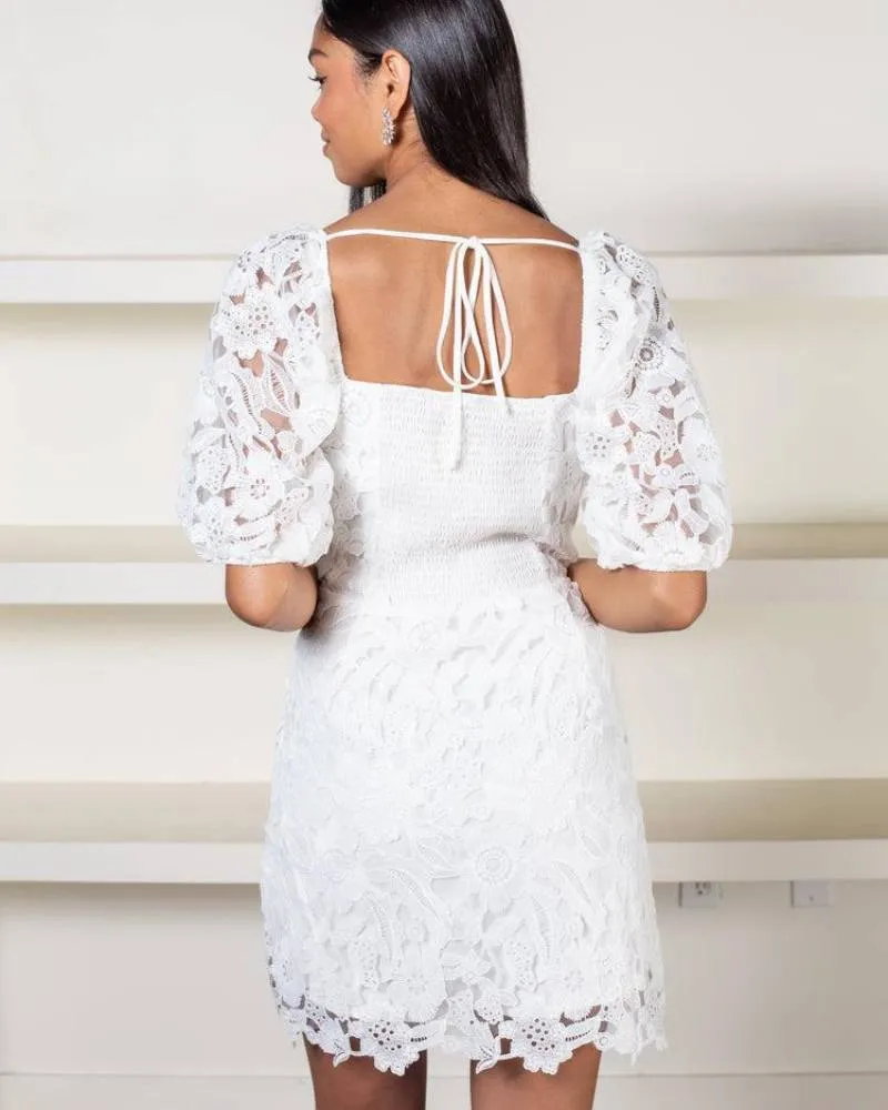 Elaine White Floral Dress