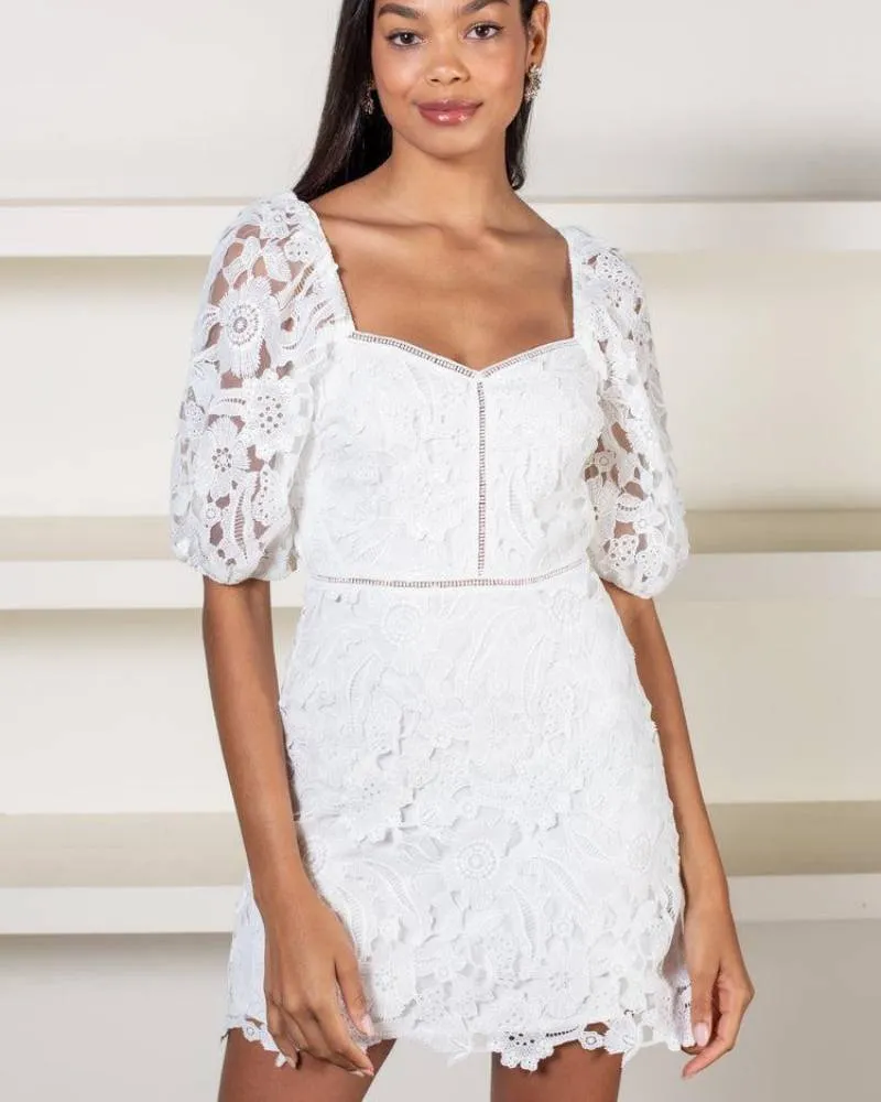 Elaine White Floral Dress