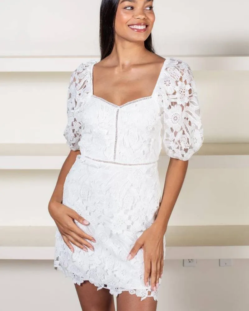 Elaine White Floral Dress