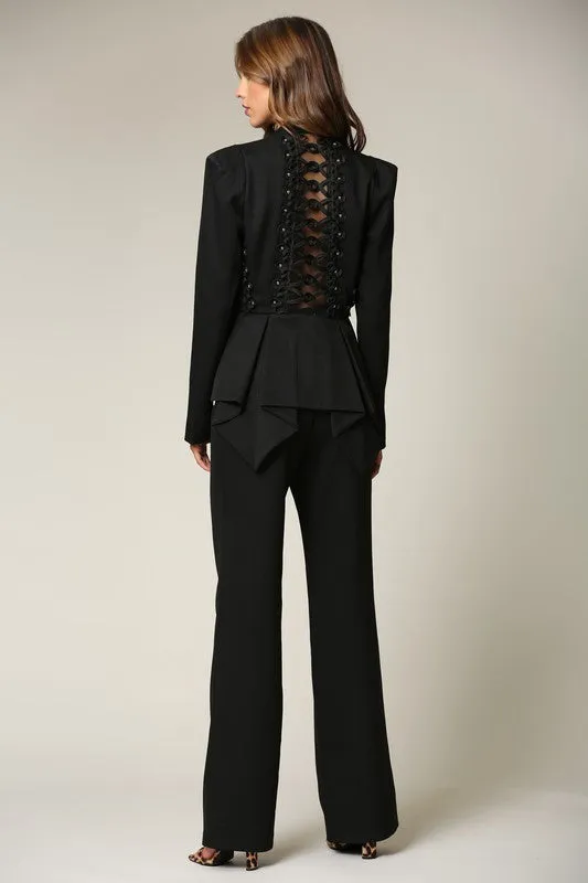 Elegant High Waisted Black Couture Pants