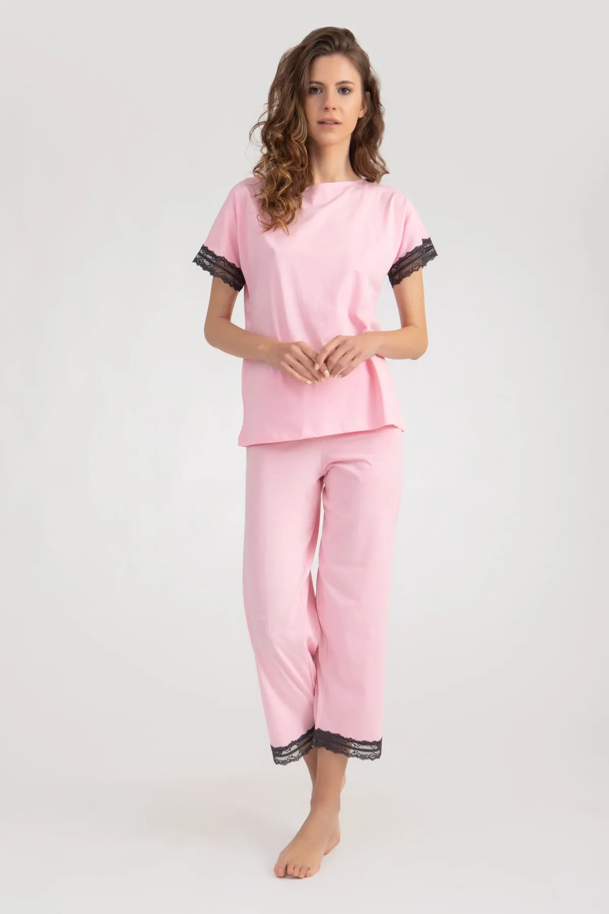 Elegant Pajama with Contrast lace trim