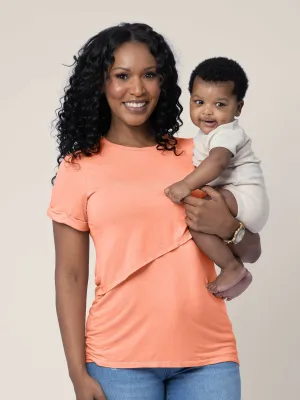 Everyday Asymmetrical Nursing T-shirt | Vintage Coral