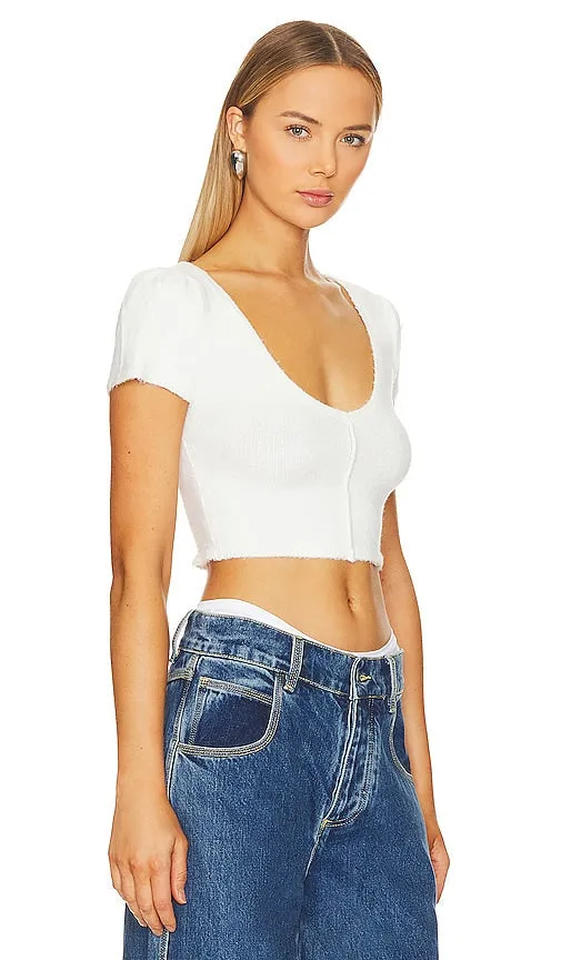 Free People x Intimately FP Keep Me Warm Crop Top In Ivory in Ivory