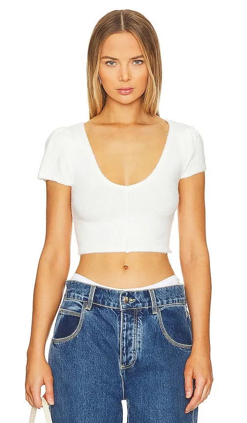 Free People x Intimately FP Keep Me Warm Crop Top In Ivory in Ivory