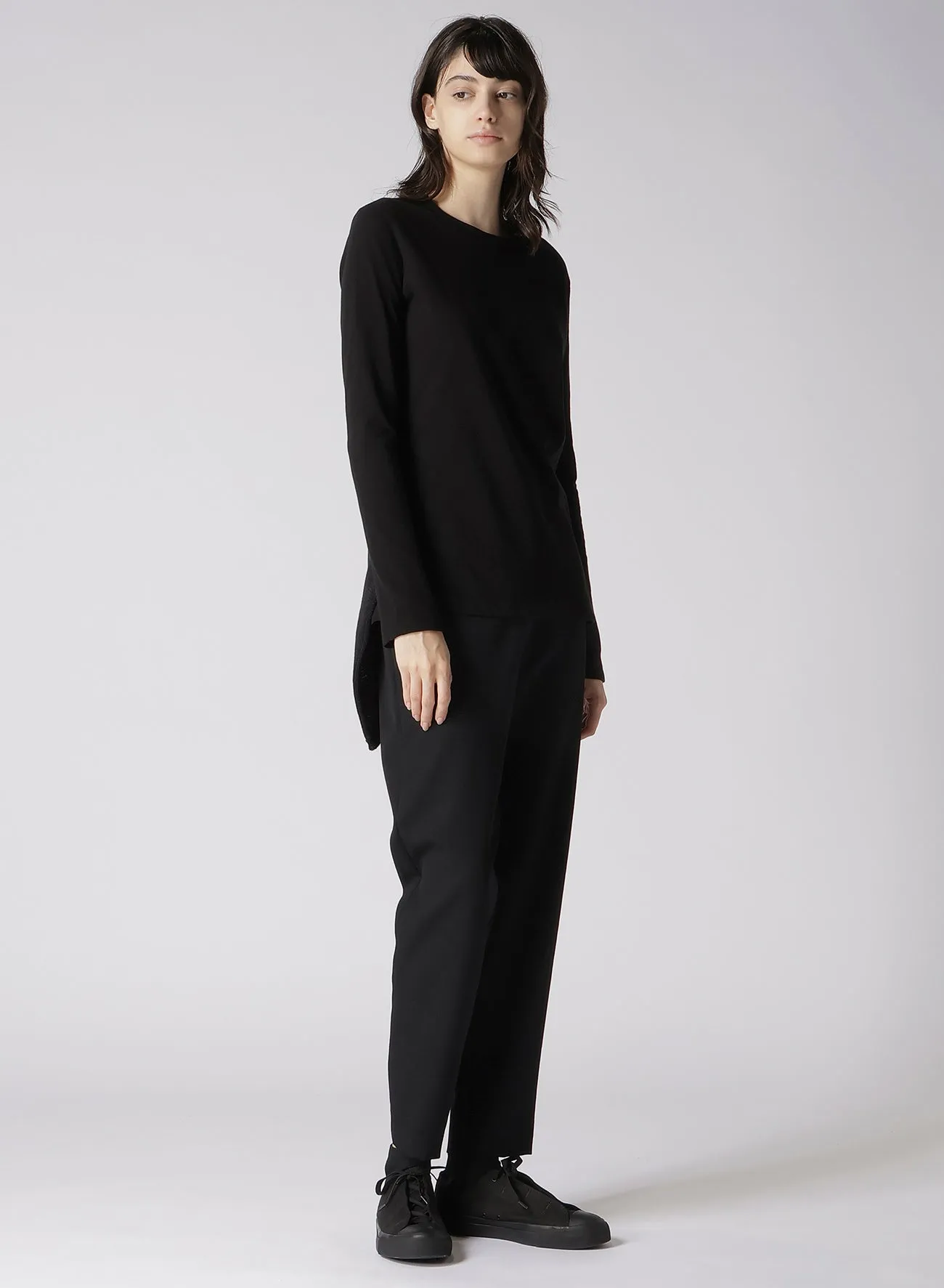 FRESCA 20 FINE JERSEY SIDE KNIT DETAIL LONG SLV TOP